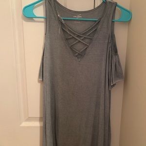 Light Blue Off The Shoulder Top